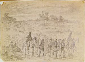 A gettysburgi csata: Longstreet tábornok hadtestéhez tartozó foglyokat a hátba vonuló uniós csapatok foglyul ejtettek el őrség alatt